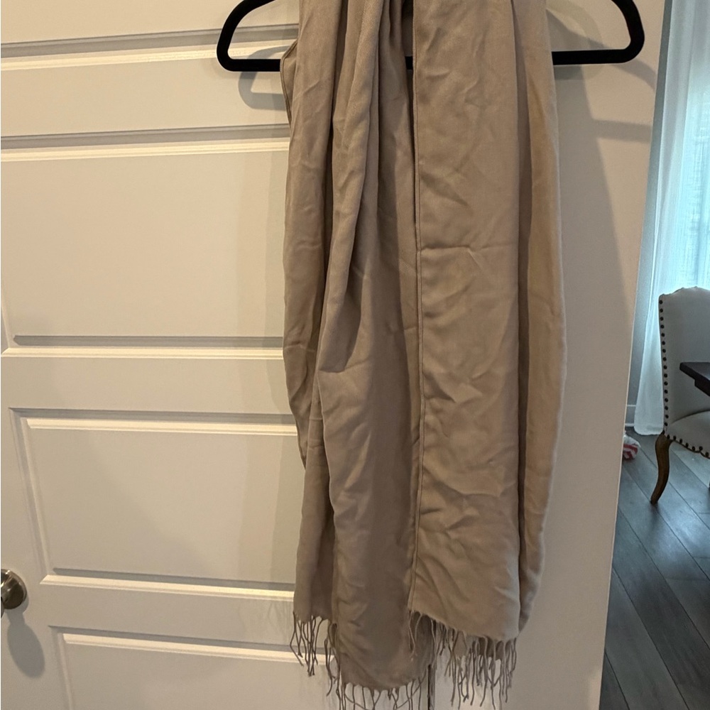 Pashmina Light Taupe Fringe Scarf